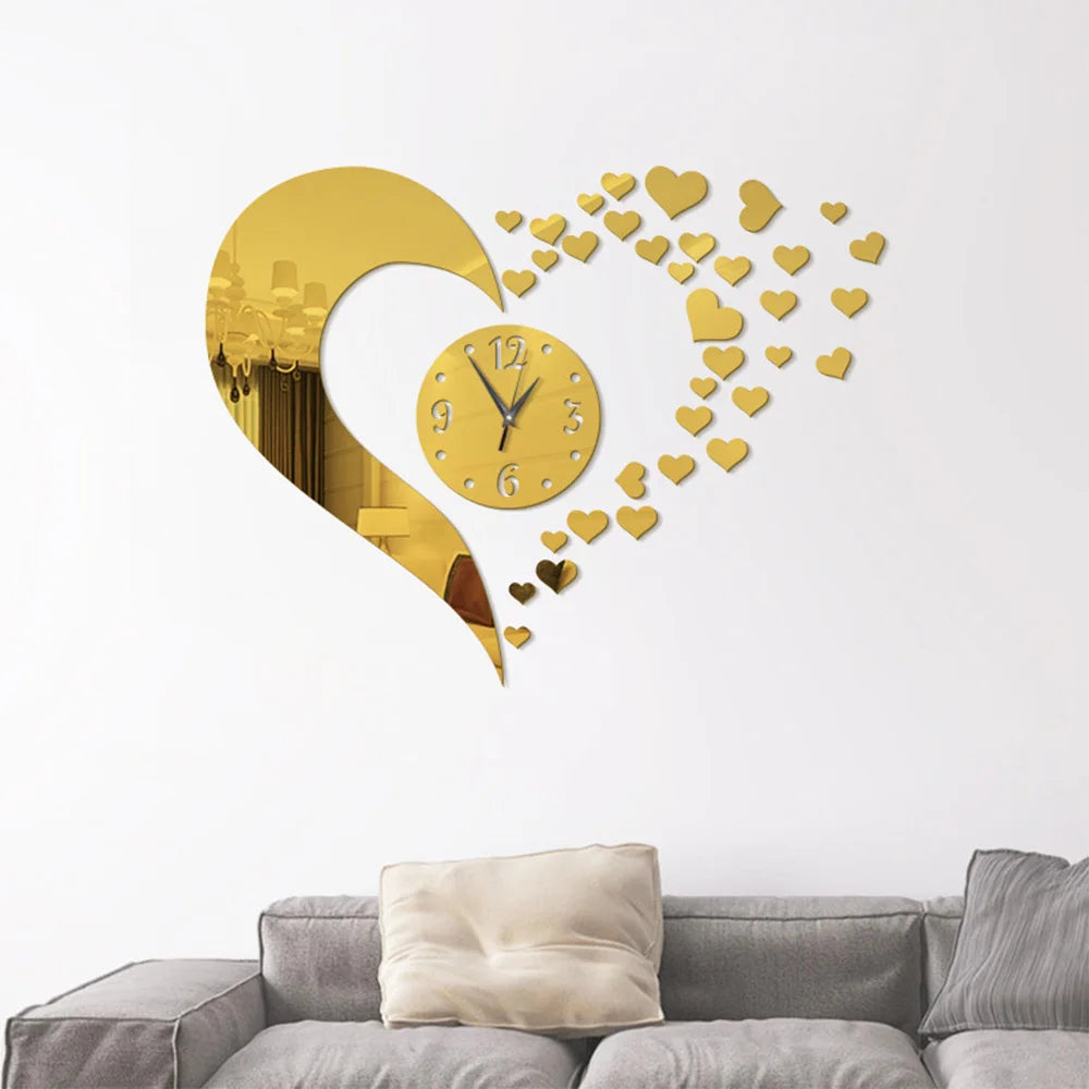 Reloj de Pared Espejo Acrílico Diseño Love