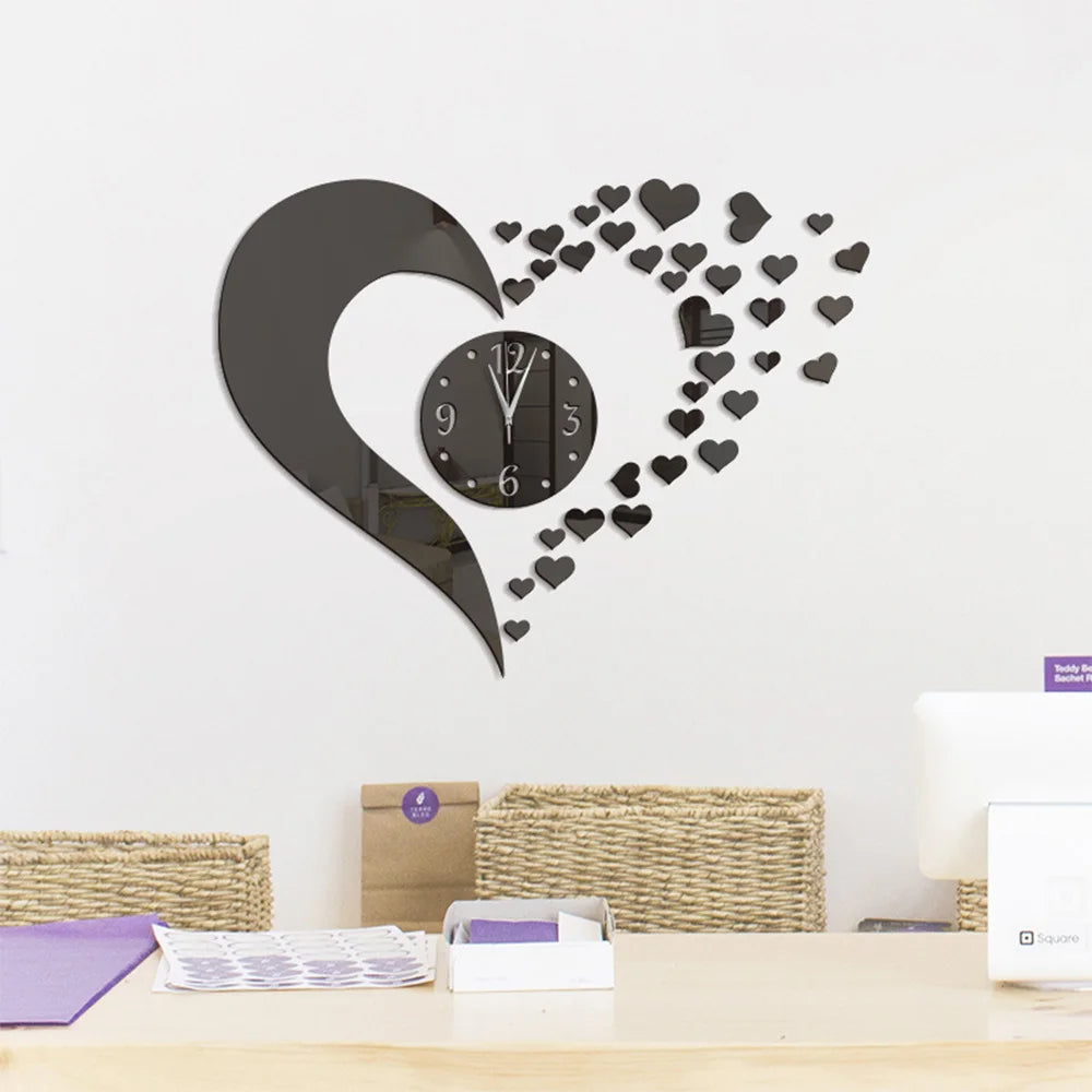 Reloj de Pared Espejo Acrílico Diseño Love