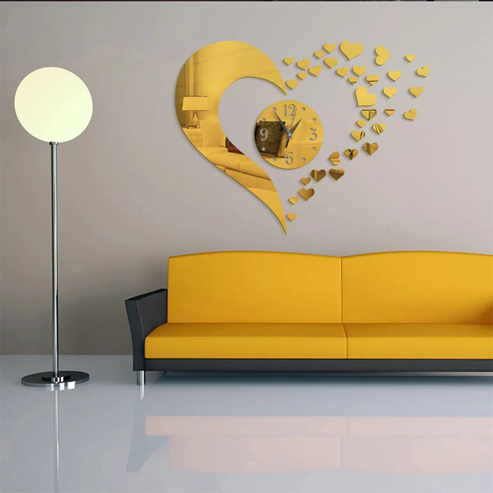 Reloj de Pared Espejo Acrílico Diseño Love