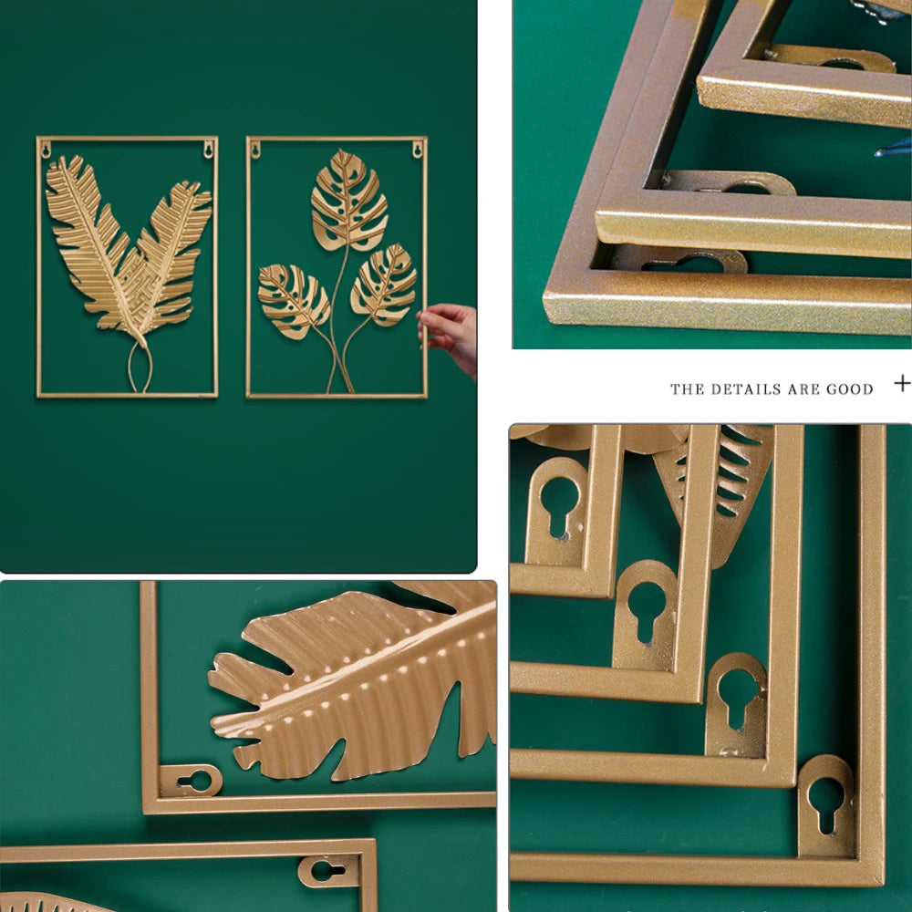 Decoración de Pared Metálica - Hojas de Metal Estilo Nórdico
