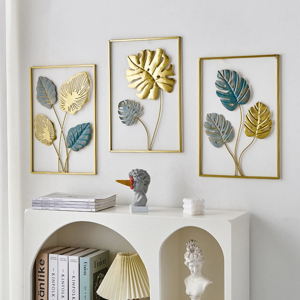 Decoración de Pared Metálica - Hojas de Metal Estilo Nórdico