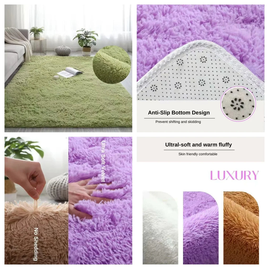 Alfombra Mullida Teñida con Lazo - Decoración Premium para Sala de Estar