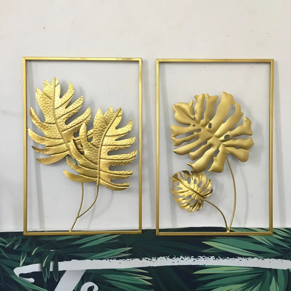 Decoración de Pared Metálica - Hojas de Metal Estilo Nórdico