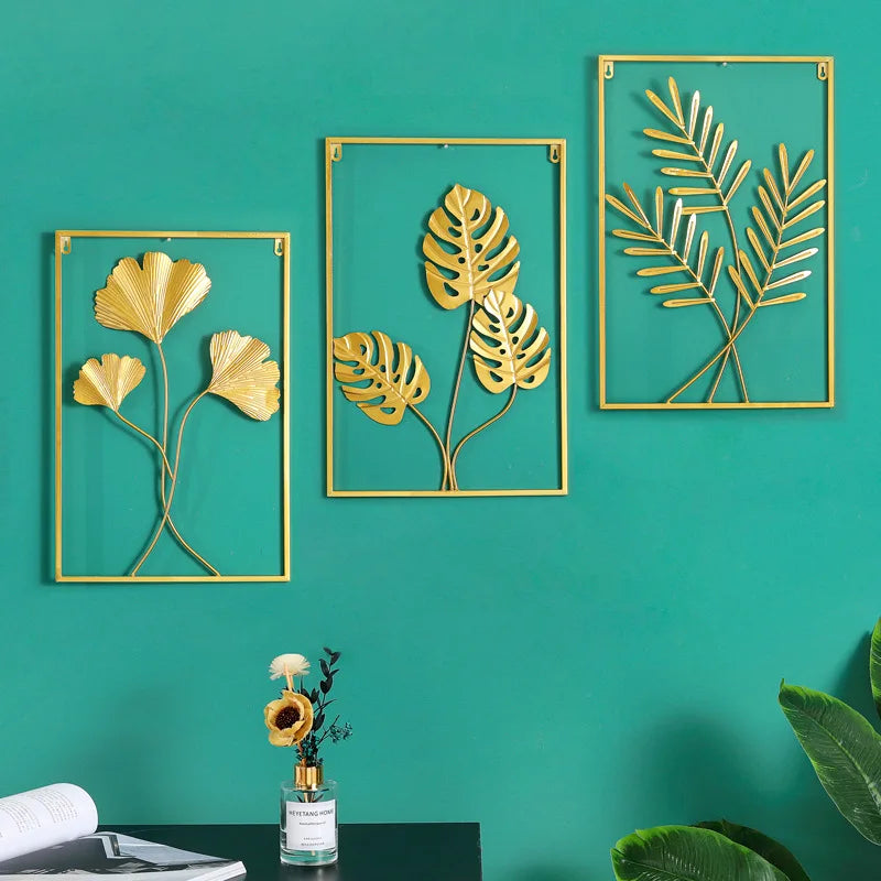Decoración de Pared Metálica - Hojas de Metal Estilo Nórdico