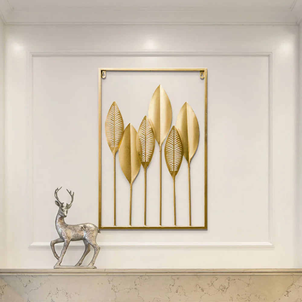 Decoración de Pared Metálica - Hojas de Metal Estilo Nórdico