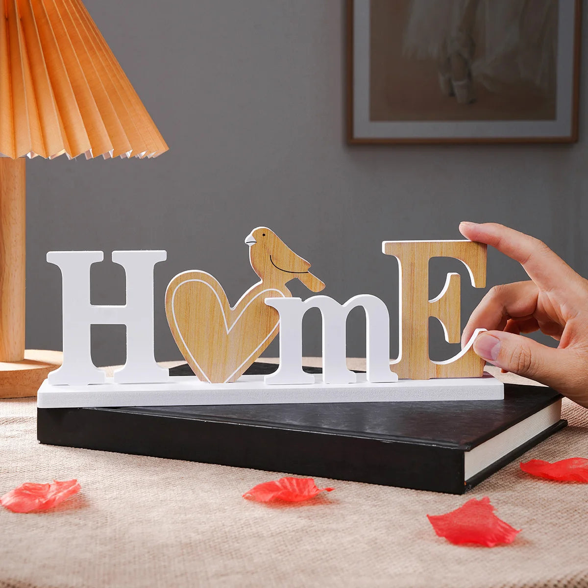 Letrero Decorativo de Mesa - Diseño Pájaro en Forma de Corazón