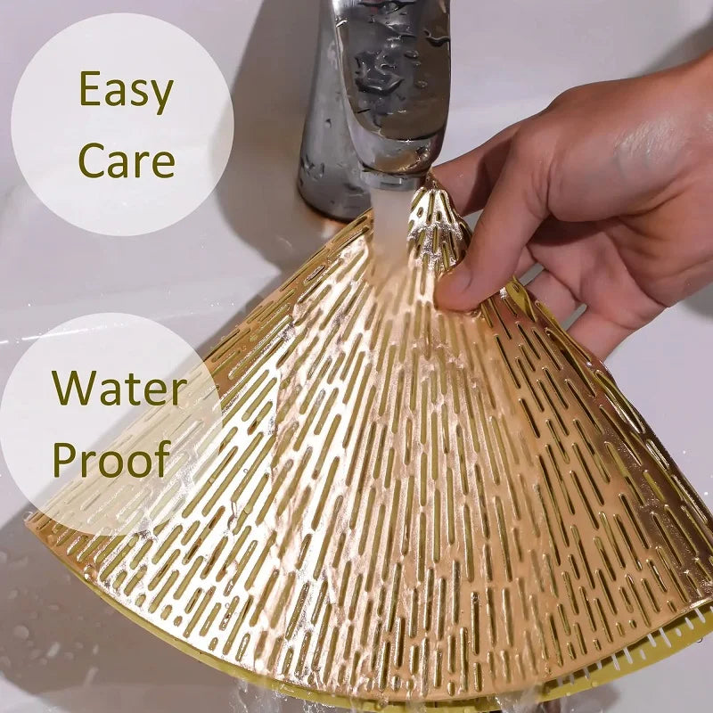 4PCS Vinyl Placemats 15inch Round,Gold color PVC table mats,Waterproof Oilproof Heat Resistant Table Place Mats