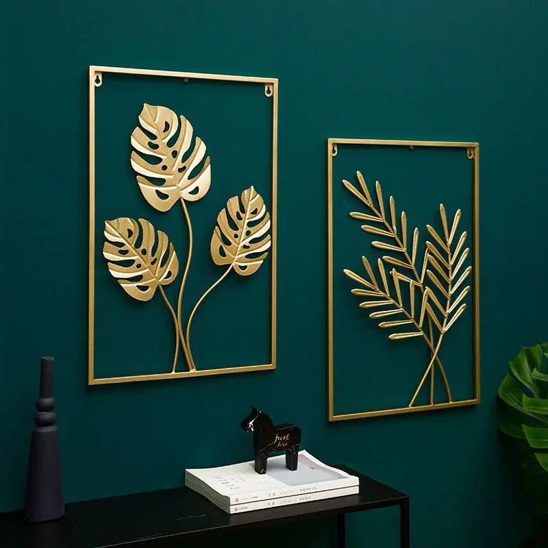Decoración de Pared Metálica - Hojas de Metal Estilo Nórdico