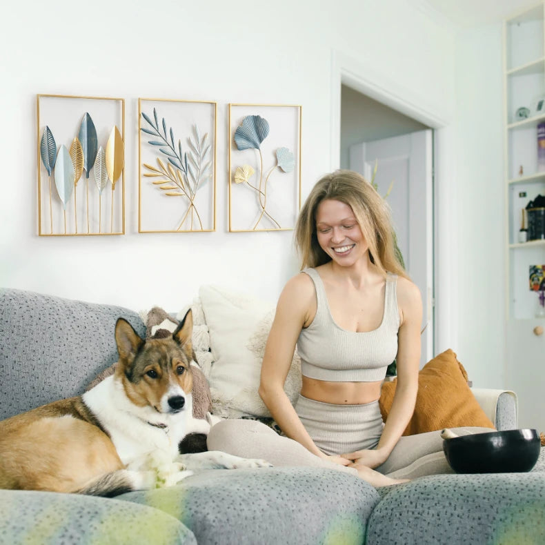 Decoración de Pared Metálica - Hojas de Metal Estilo Nórdico