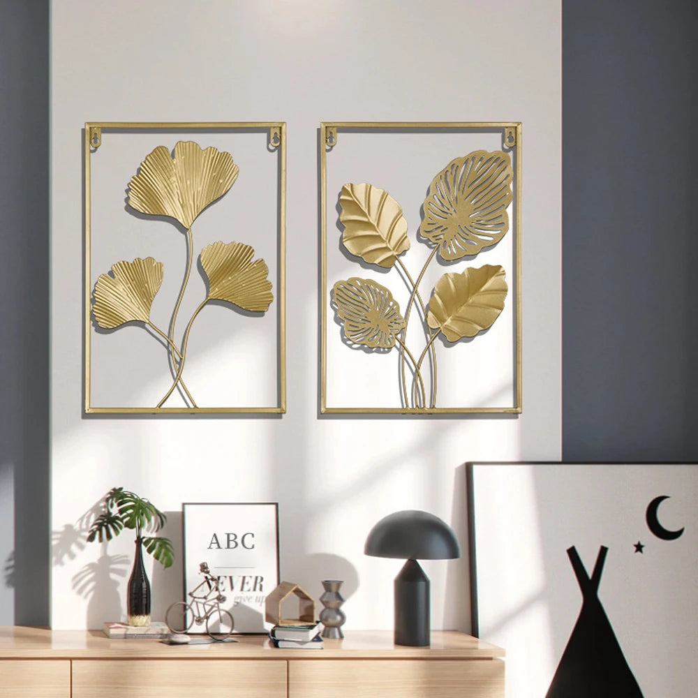 Decoración de Pared Metálica - Hojas de Metal Estilo Nórdico