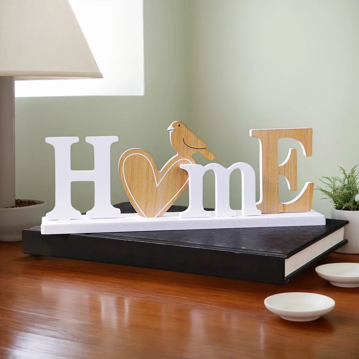 Letrero Decorativo de Mesa - Diseño Pájaro en Forma de Corazón