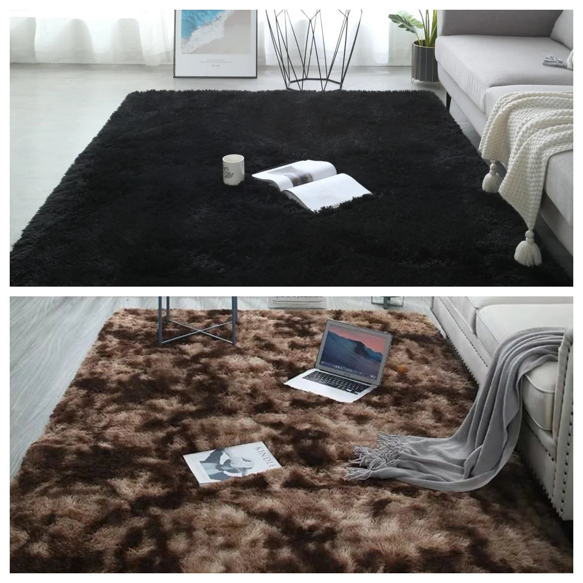 Alfombra Mullida Teñida con Lazo - Decoración Premium para Sala de Estar