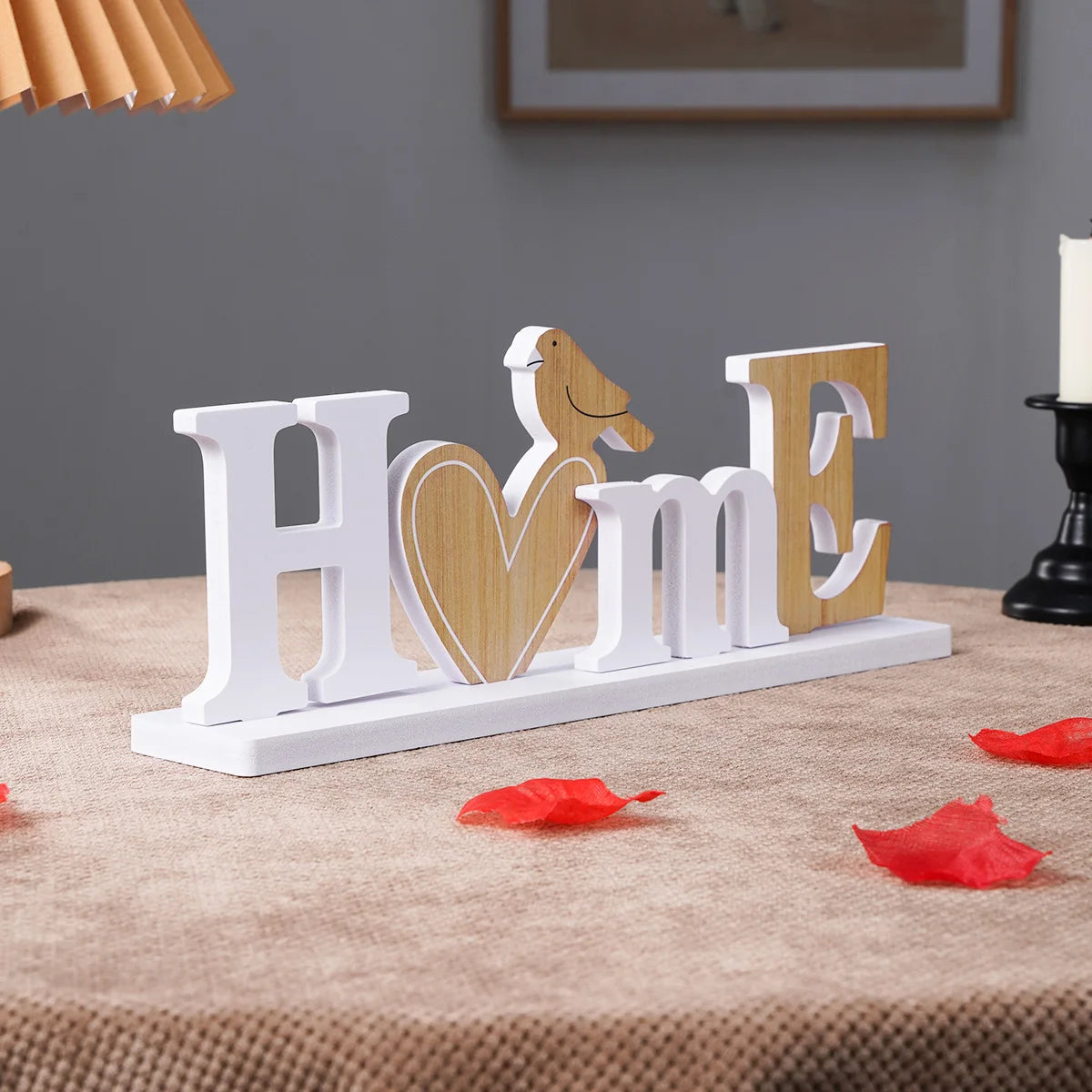 Letrero Decorativo de Mesa - Diseño Pájaro en Forma de Corazón