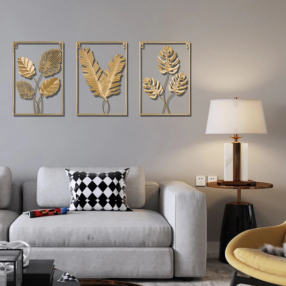 Decoración de Pared Metálica - Hojas de Metal Estilo Nórdico