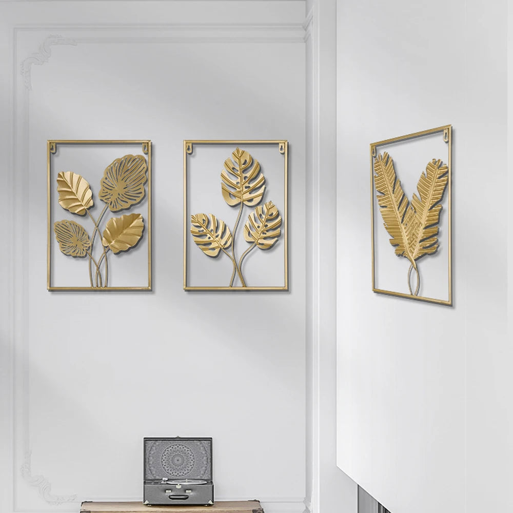 Decoración de Pared Metálica - Hojas de Metal Estilo Nórdico