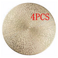 4PCS Vinyl Placemats 15inch Round,Gold color PVC table mats,Waterproof Oilproof Heat Resistant Table Place Mats