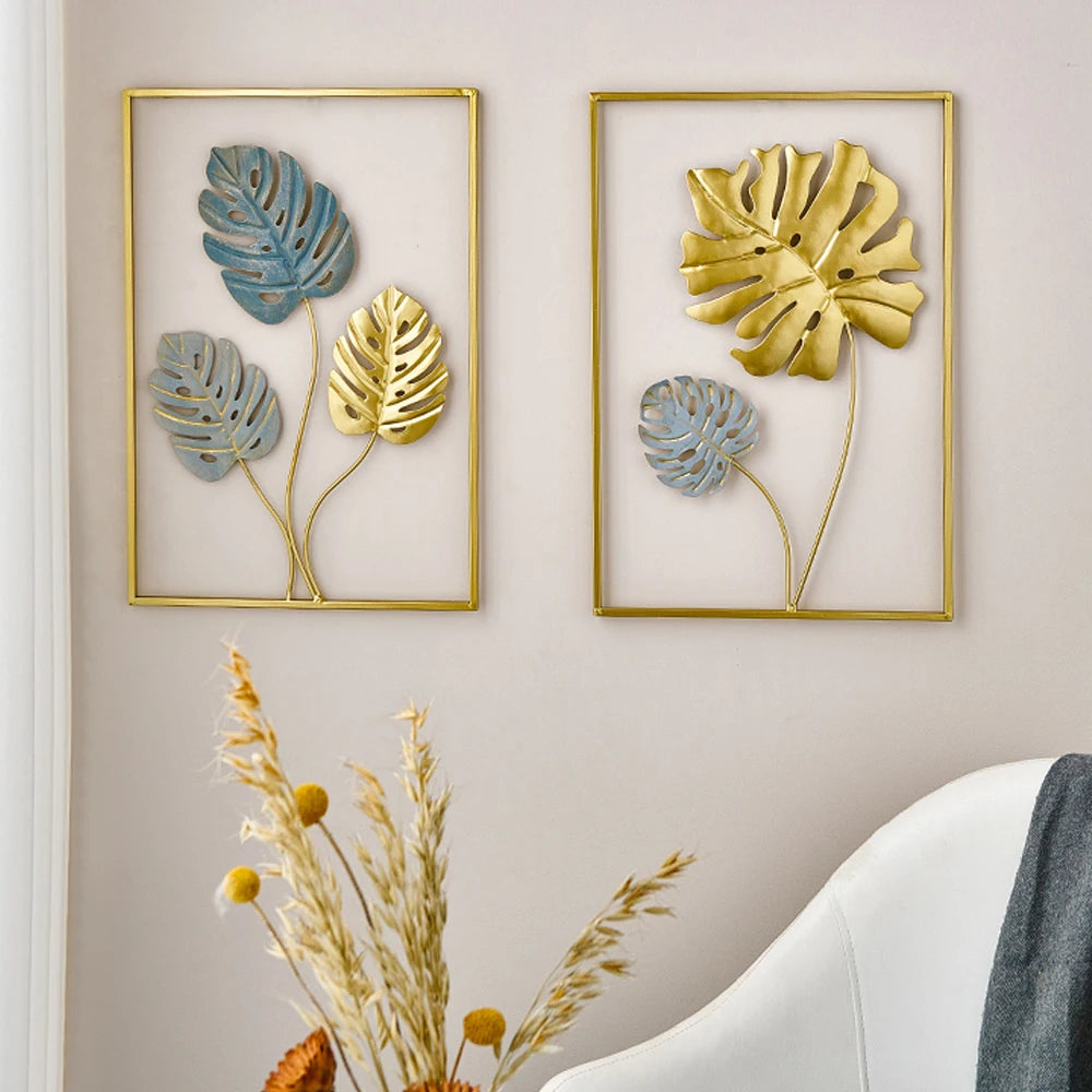 Decoración de Pared Metálica - Hojas de Metal Estilo Nórdico