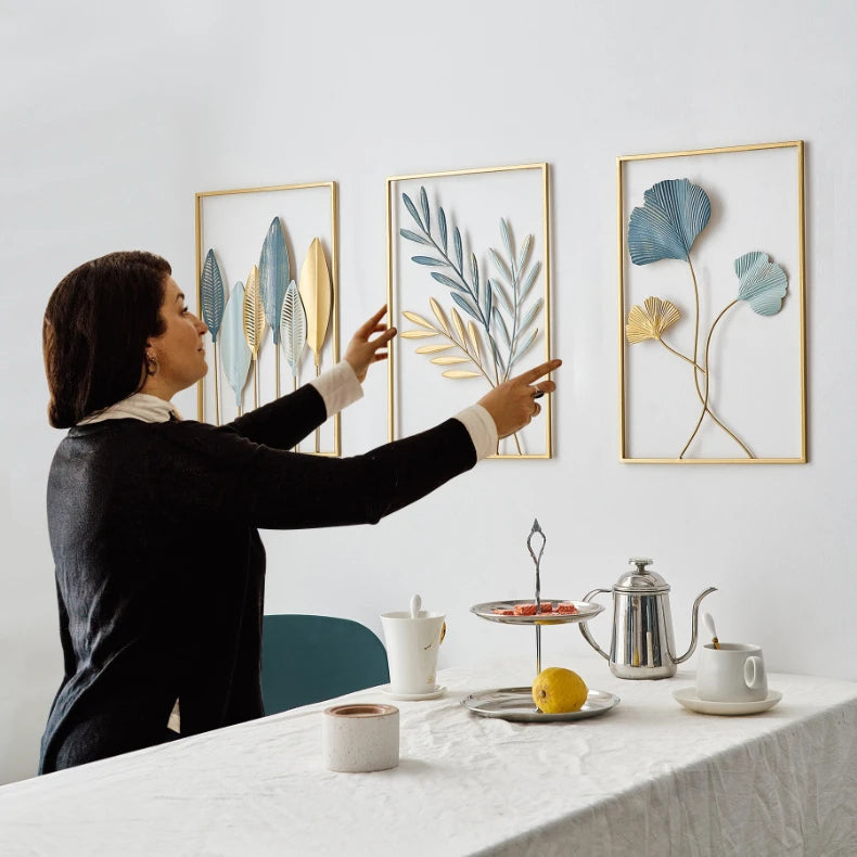 Decoración de Pared Metálica - Hojas de Metal Estilo Nórdico